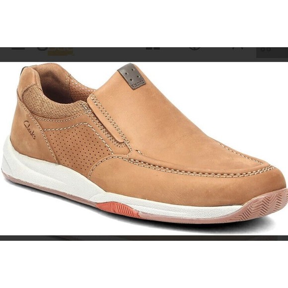 $100 Clarks Men Langton Step Slip On TAN 12 M leather nubuck eu 46 shoes loafers main image 5